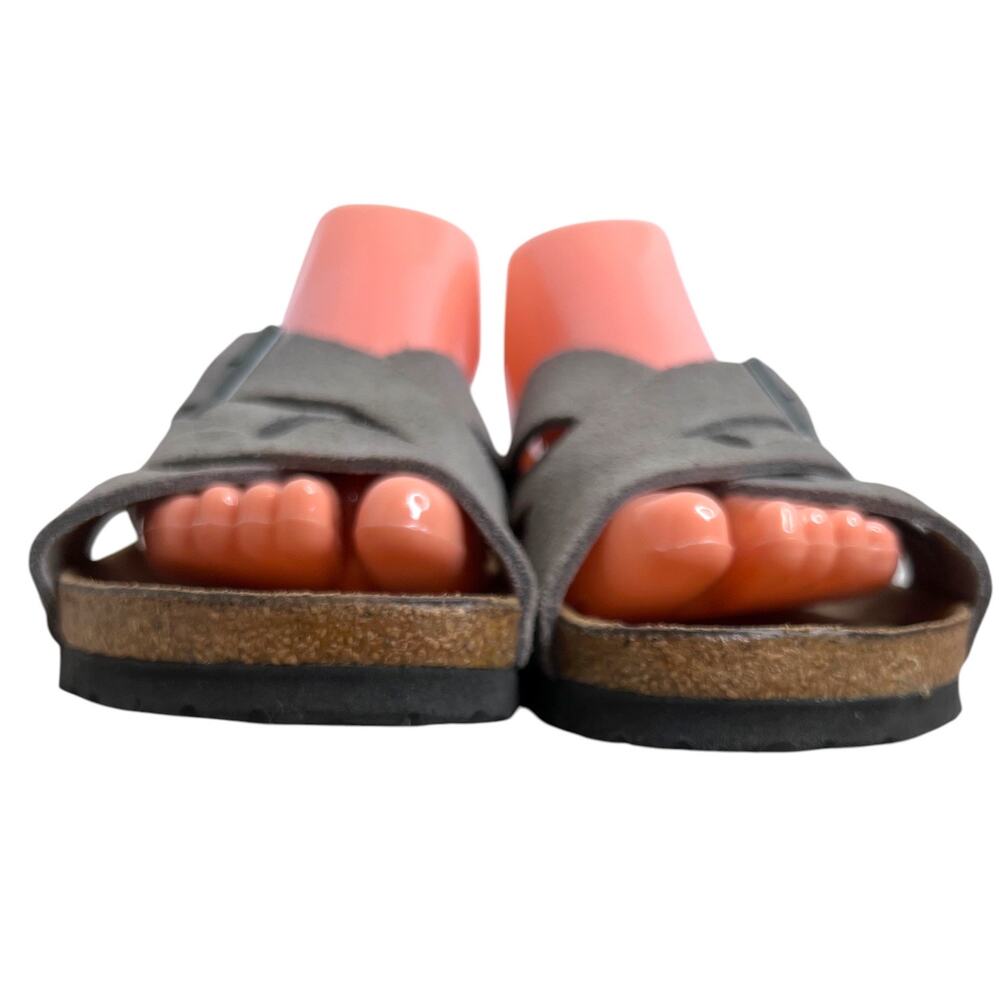 BIRKENSTOCK Lugano Soft Footbed Suede Leather Sandal in Gray Criss Cross W's 39 - Picture 9 of 12